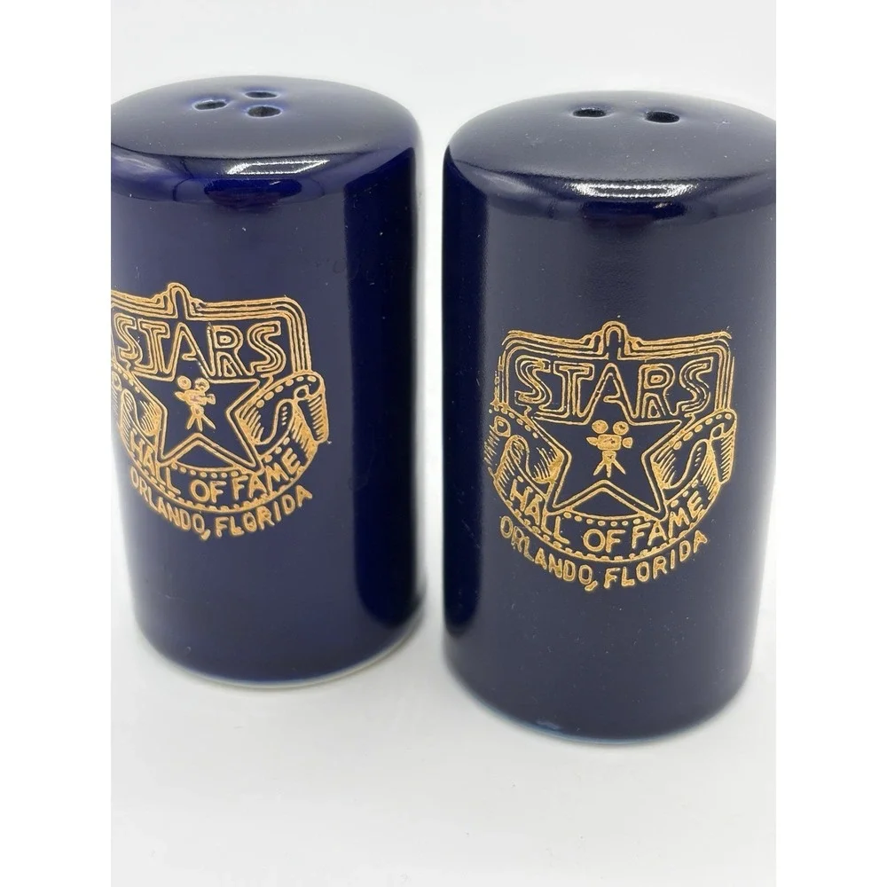 Vintage Orlando Florida‎ Stars Hall Of Dame Salt and Pepper Shakers Blue
